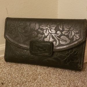 Leather Embossed Vintage Clutch handmade mexico